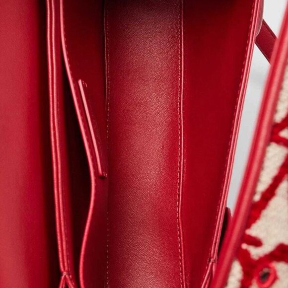 Valentino Naturale/Red Iconographe Fabric Le Grand Deuxieme Small Shoulder Bag - Picture 10 of 11
